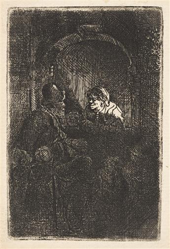 REMBRANDT VAN RIJN A Hurdy-Gurdy Player Followed by Children at the Door of a House (The Schoolmaster).